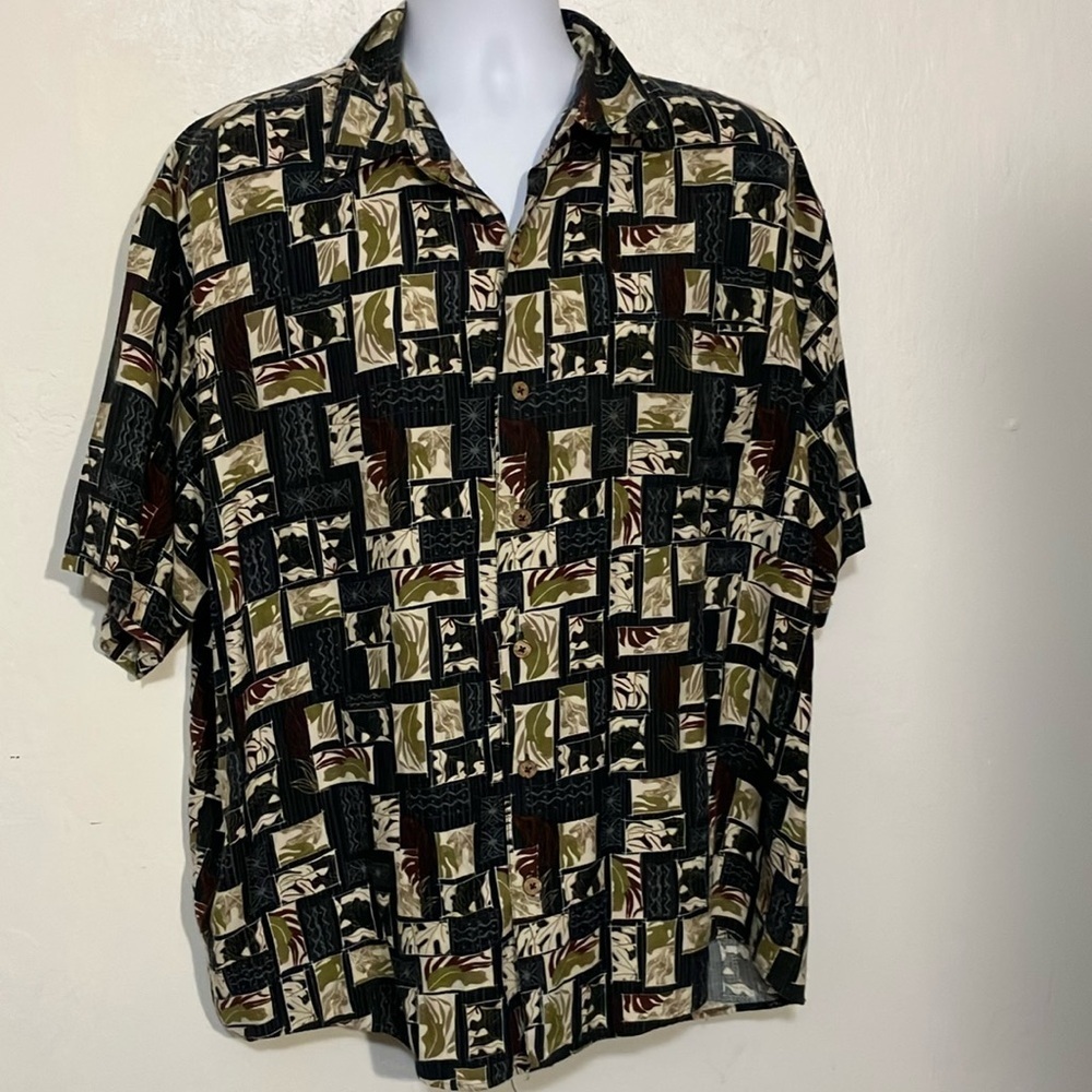 Half Moon Bay XXL bamboo / cotton tropical print Men's Short Sleeve Shirt